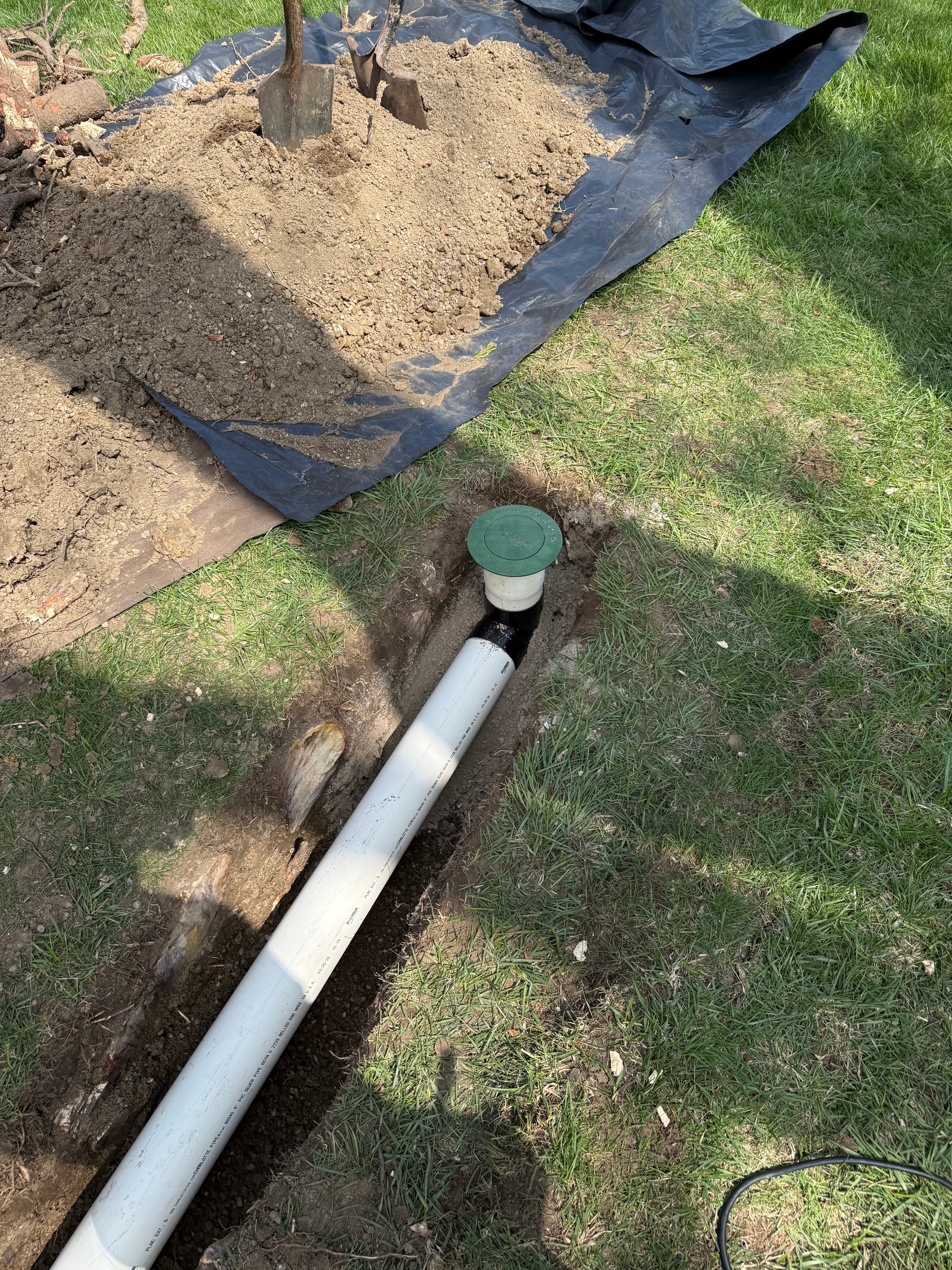 Drainage solution installed in a landscaped property