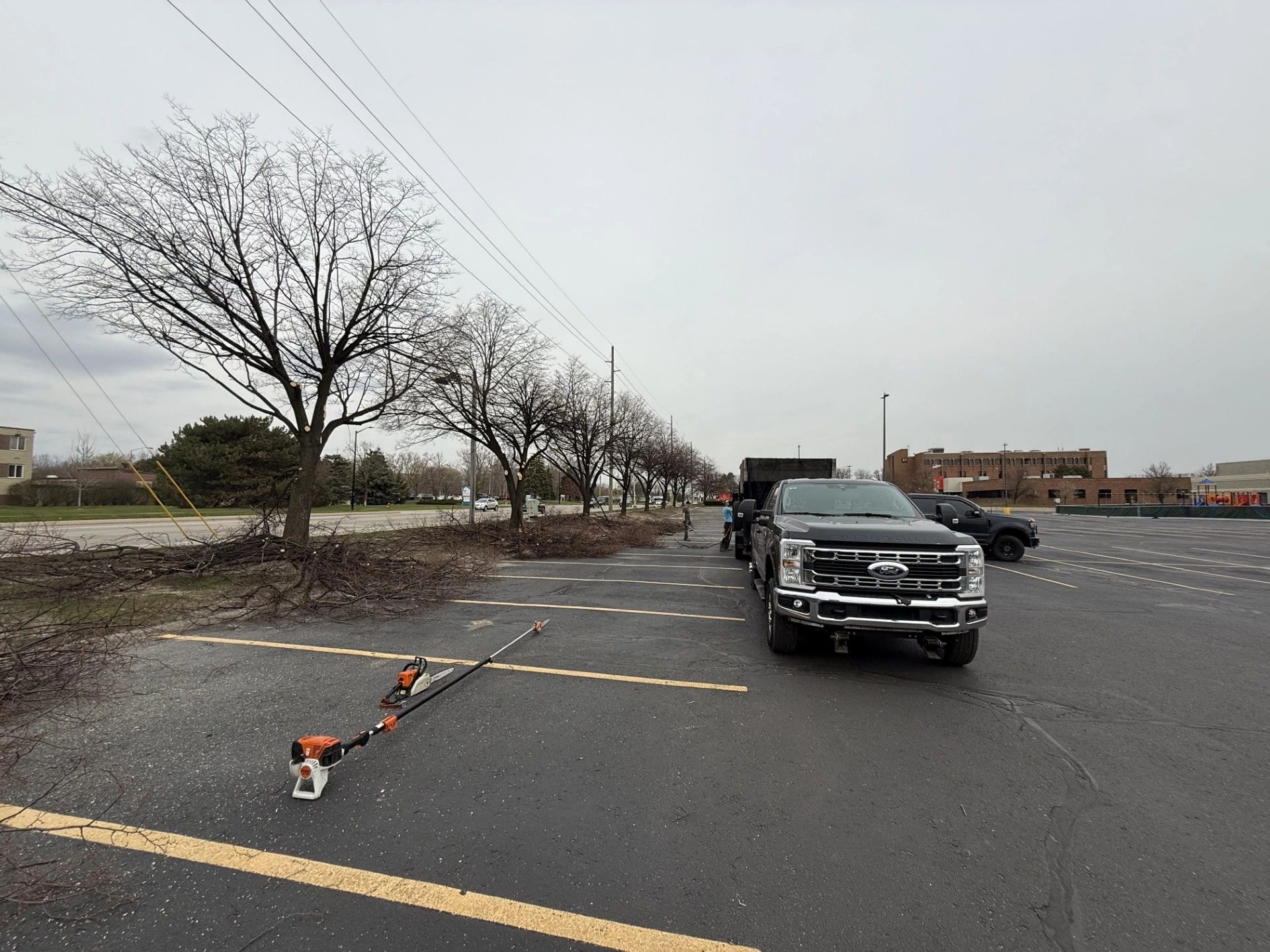 Snow removal at a municipal or commercial parking area